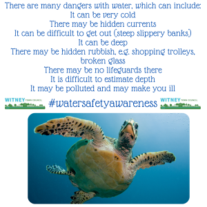 Poster advising the dangers of swimming in open water.