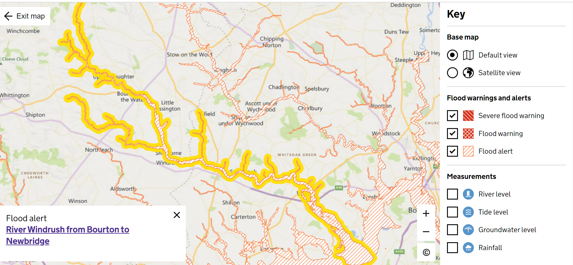 Map of flood alert area
