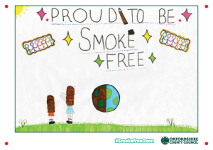 Child's drawing of smoke free play with children and planet earth