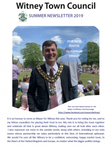 Front cover of the Summer 2019 newsletter 