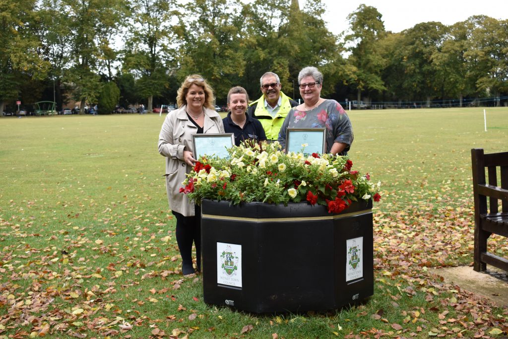 Photo of Town Council staff and councillors  at The Leys with certificates