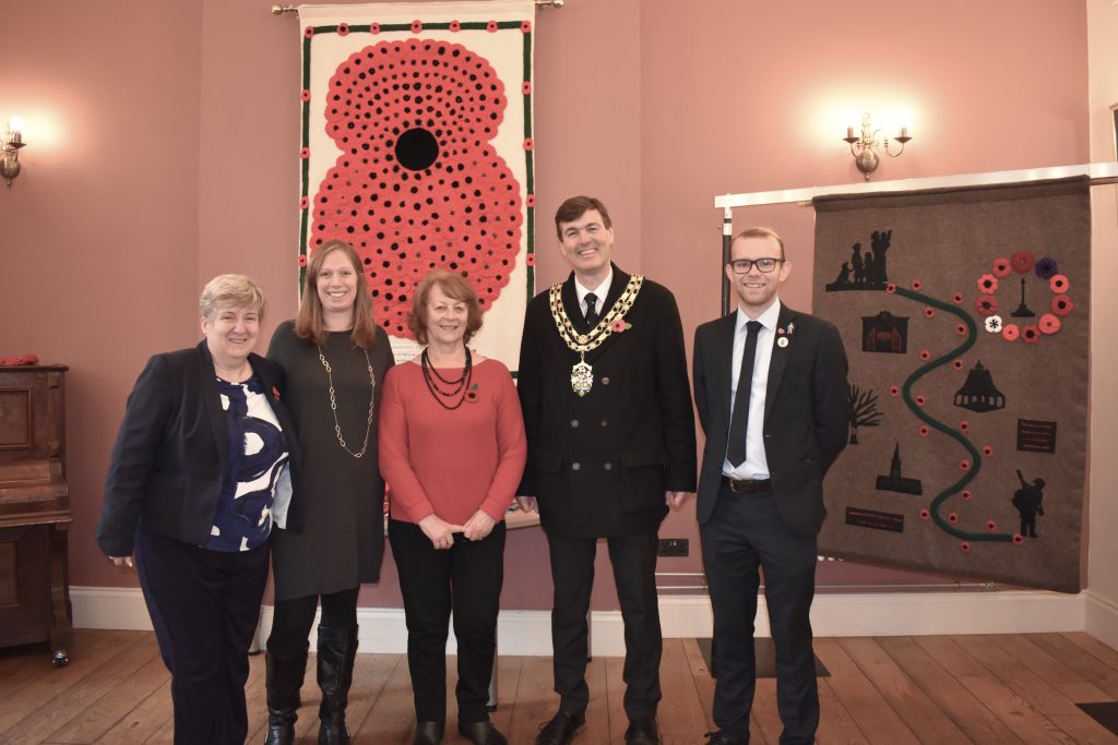 A photograph of the blankets with guests including the Mayor and Leader of the Council 
