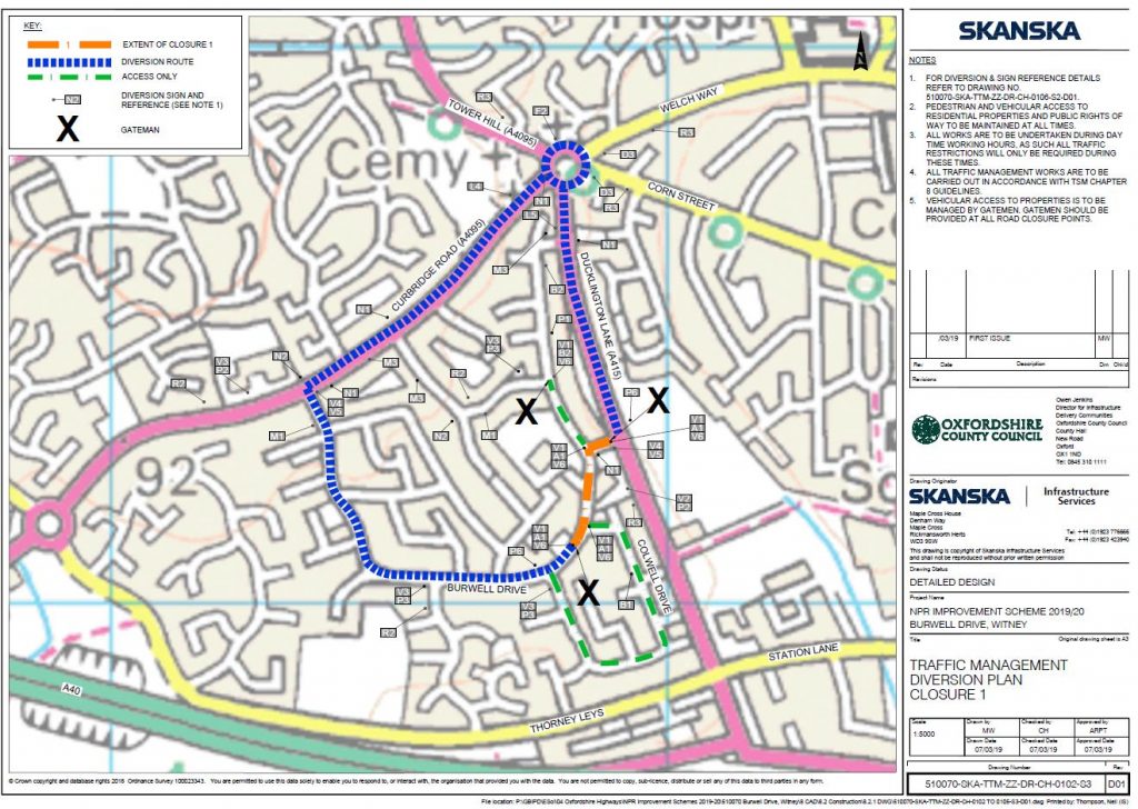 Map showing 1st area of closure