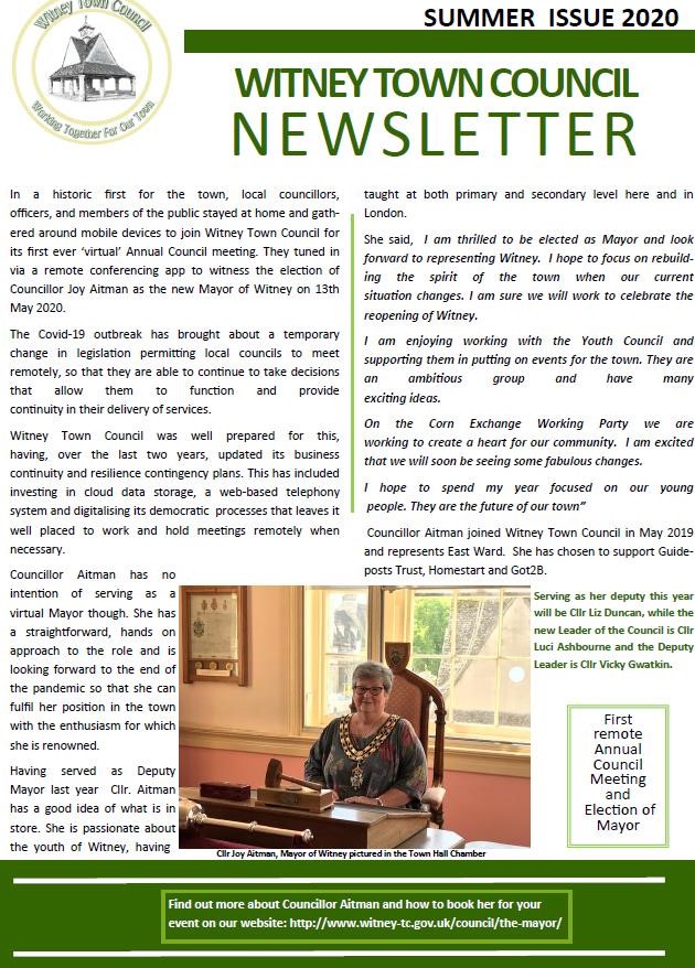 Summer 2020 newsletter front cover