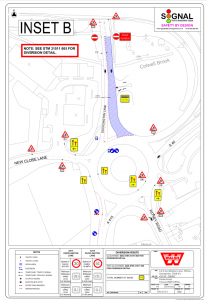 Map showing close up of closure area on Ducklington Lane