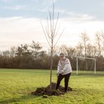 Mayor Joy Aitman planting a sycamore maple in Eton Close play area