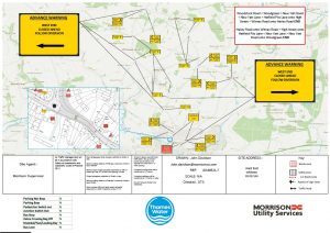 Map showing diversions