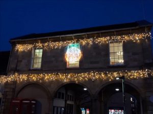 Last Year's winning light in place on the Town Hall