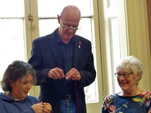 Chris Holliday learning to crochet poppies
