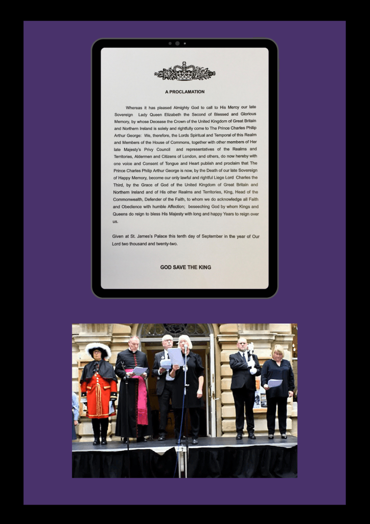 Photographs of the Witney Proclamation, the Ceremonial Mace and Book of