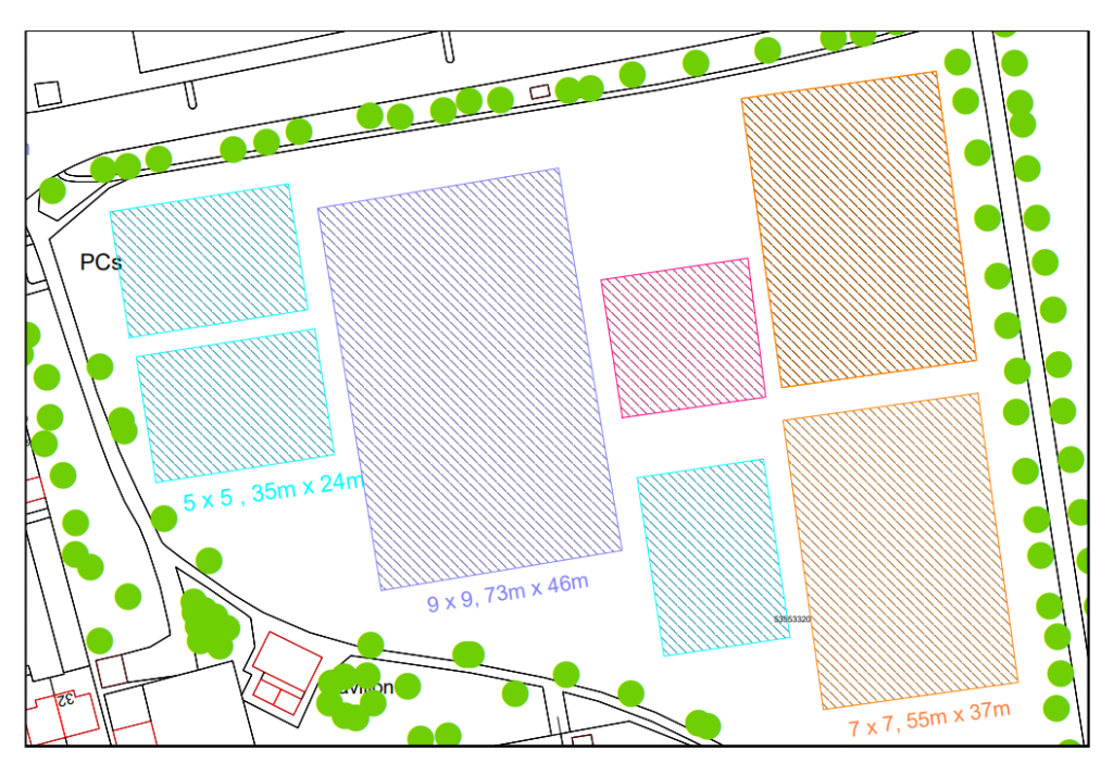 Plan of the Leys football pitches