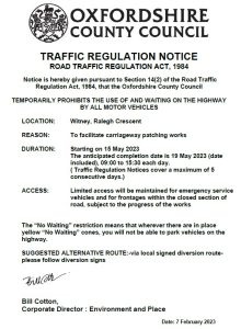 Ralegh Crescent Road Closure Notice