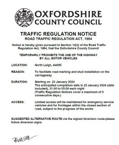 Traffic Regulation Notice