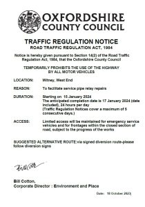 Traffic Regulation Notice