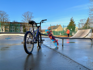 BMX Bike and Skateboard  at the site of the new all wheeled sports park