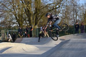 BMX Bike trick on a ramp