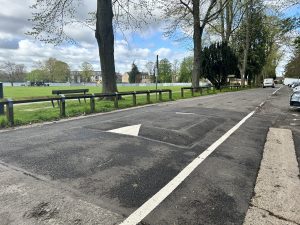 Speed Cushion on the road alongside the Leys