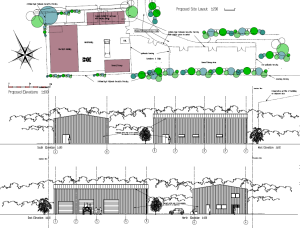 Architectural plans showing depot Elevations