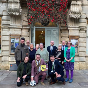 Witney Town Councillors with representatives of Witney Town FC