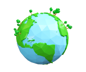 Planet earth with trees and plants