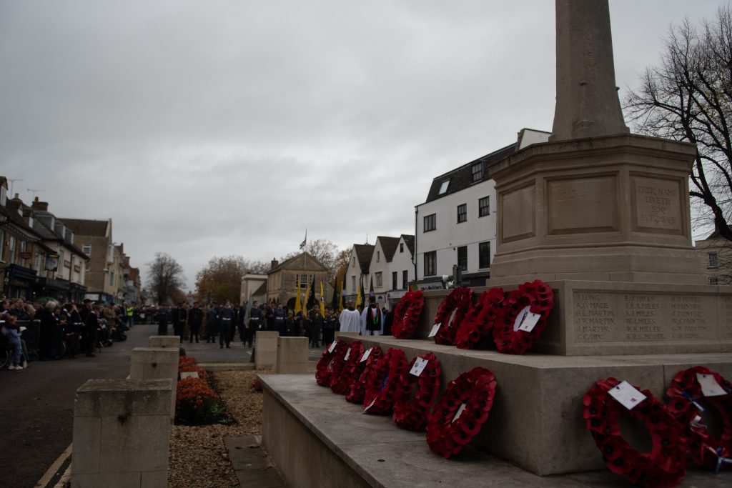 Wreaths on Witney War Memorial