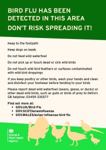 Poster describing what to do in Avian Flu confirmed area - text is produced below