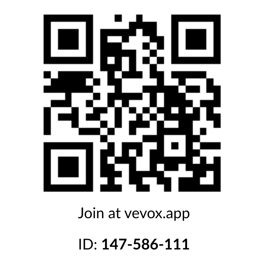Large version of the QR code and meeting ID 