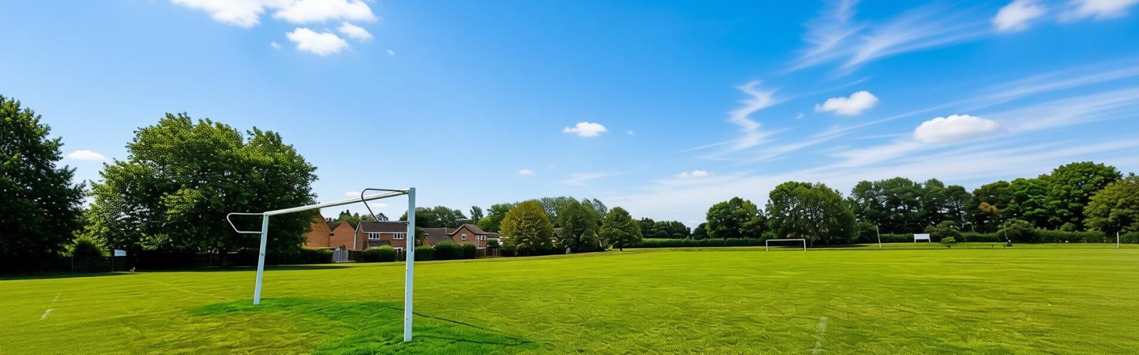 Football pitches with goal posts