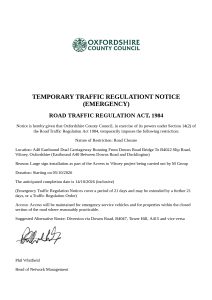 Road Closure notice